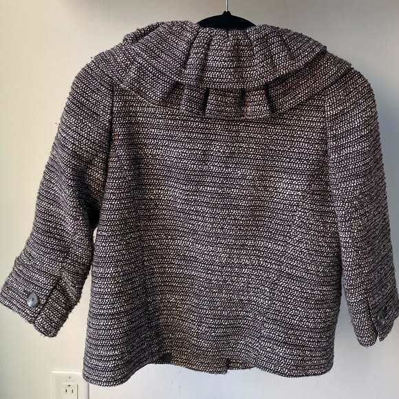 Ann Taylor Cropped Wool Tweed Brown Jacket Size 2P - Picture 3 of 11